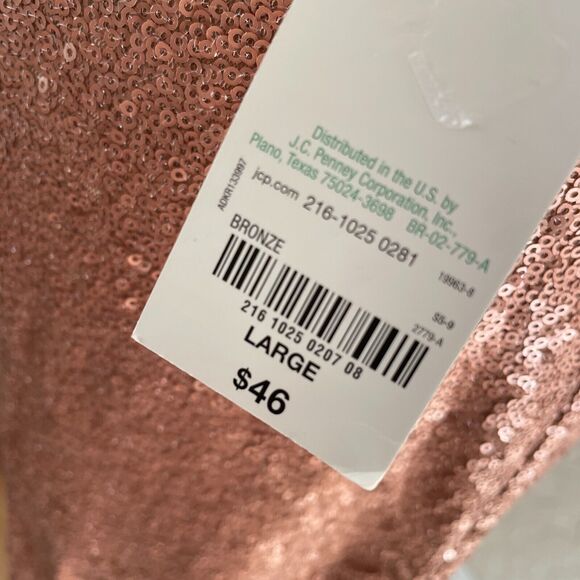 ~ NEW! Lg Sequin A-Line Miniskirt Blush Skater Mini Bronze Sparkly Lined Decree - Picture 4 of 14